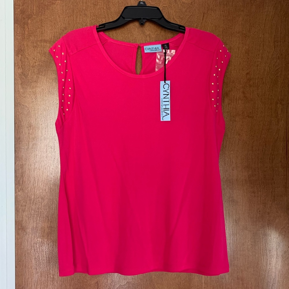 Cynthia Rowley Hot Pink Blouse with Gold Detail